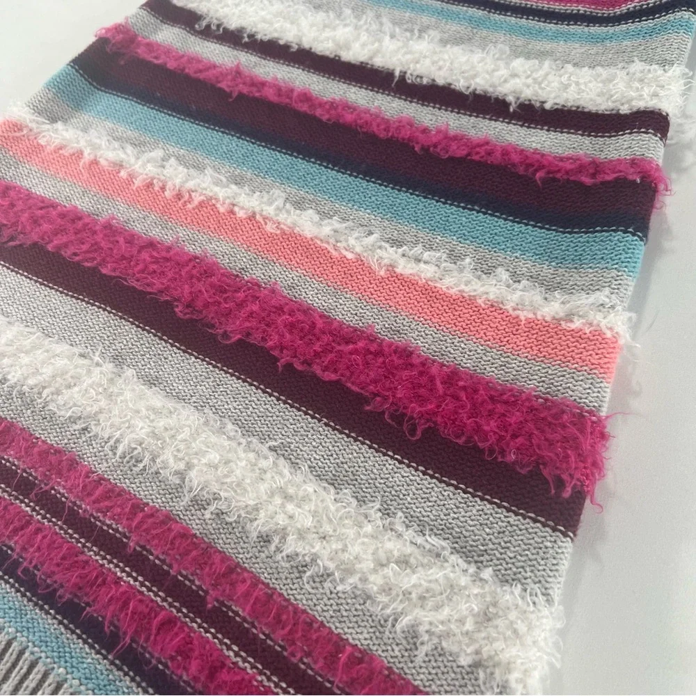 Gymboree Girls Sweater Dress Size 8 Striped Fuzzy Knit Pink Blue Cap Sleeve
